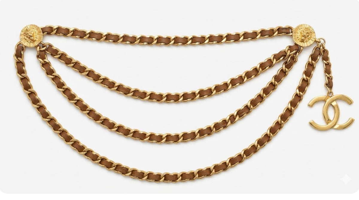 Lion Three-Chain Belt — Leather