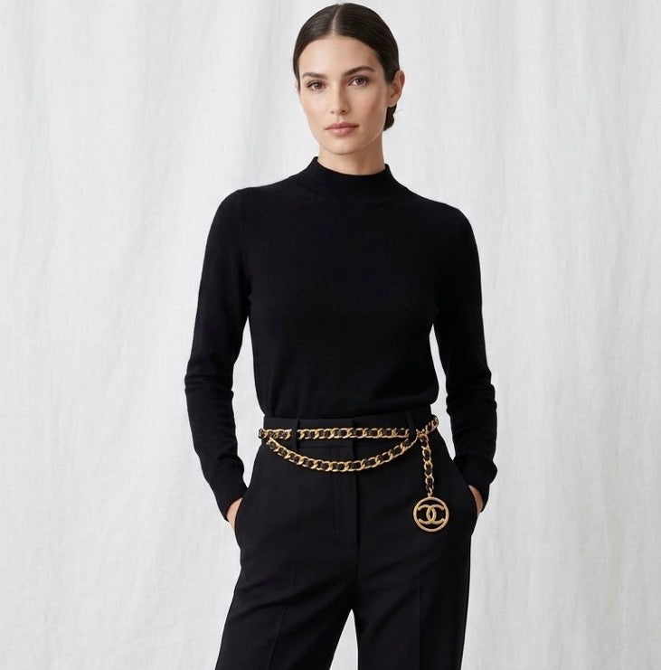 Heavy Chain Belt — Black Leather