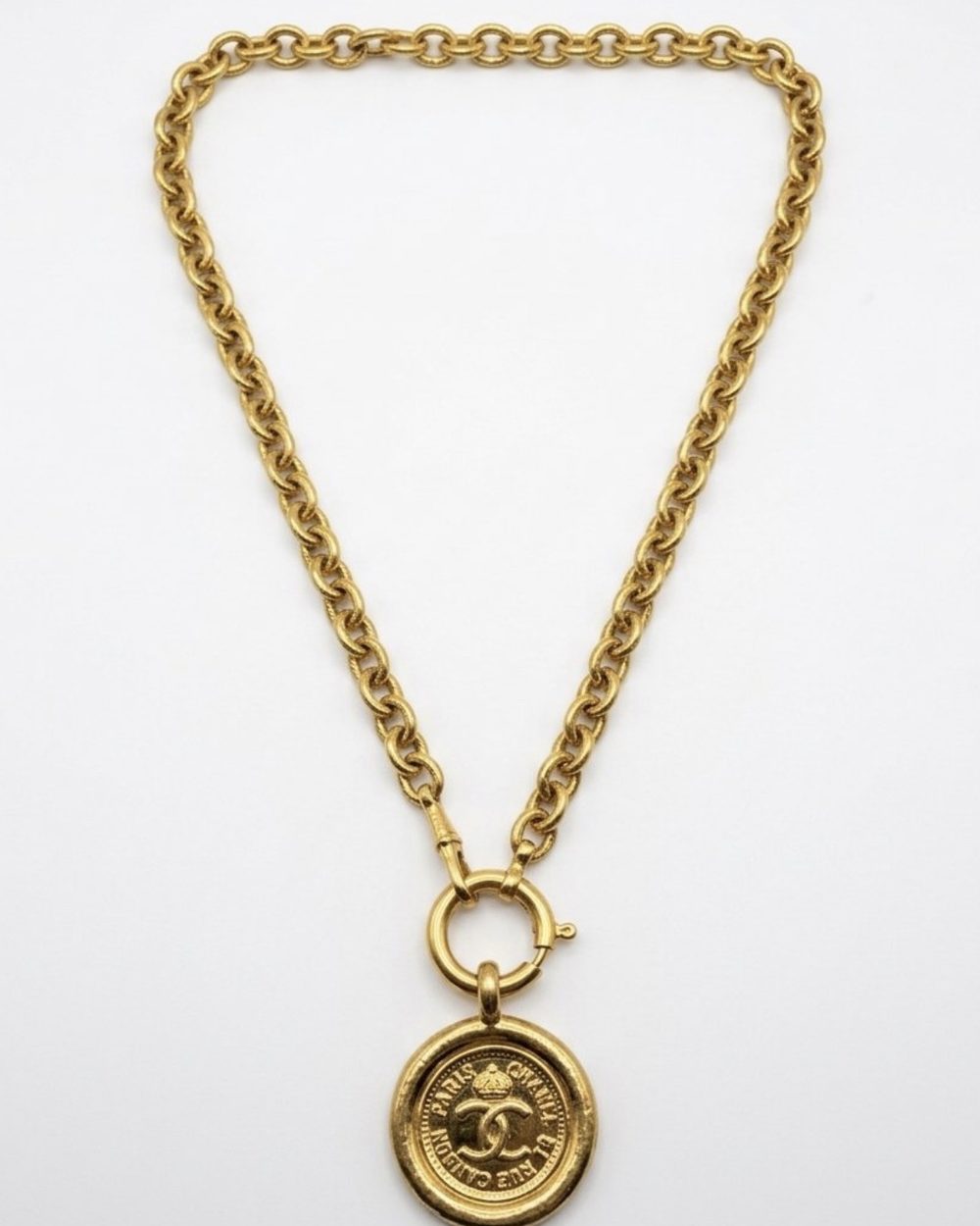 Paris Coin on chain, product photo — Maison Dorée vintage charm necklace