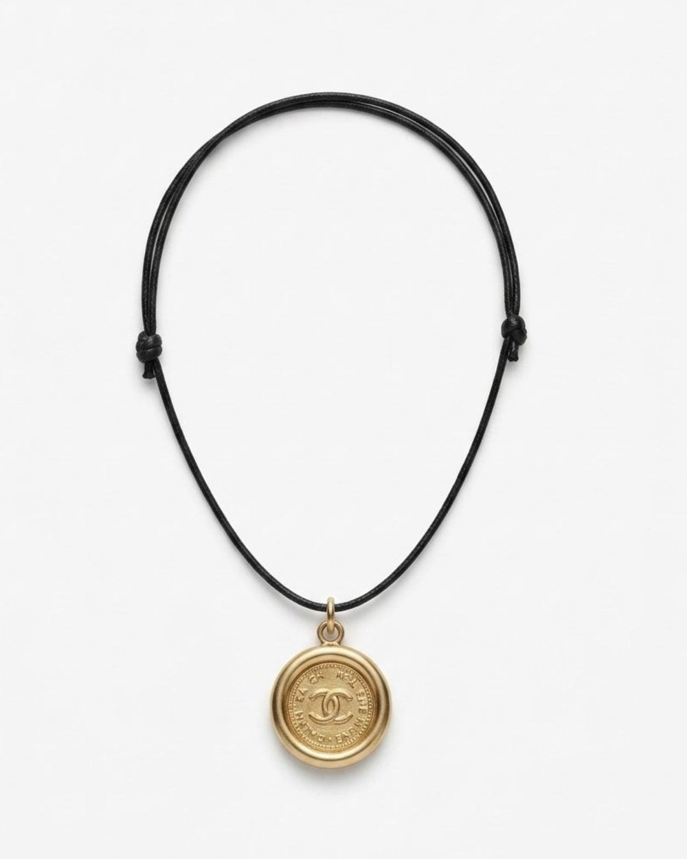 Paris Coin on cord, product photo — Maison Dorée vintage charm necklace