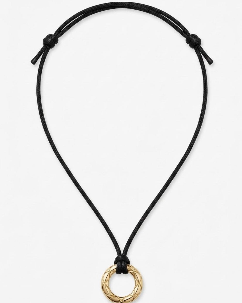 Quilted Ring on cord, product photo — Maison Dorée vintage charm necklace